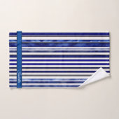 Été Moderne Marine Blue Boat Stripes Collection (Serviette à main)