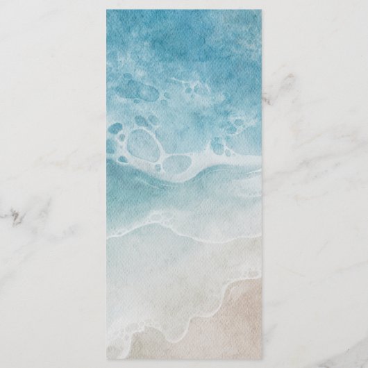 Été Moderne Plage Côtière Plage Mariage Menu Carte (Dos)