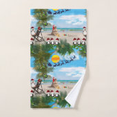 Été Noël bébé sur la plage répéter (Serviette à main)