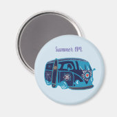 Été Om Hippie Van Standard 5,7 Cm Magnet Arrondi (Recto/Verso)