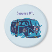 Été Om Hippie Van Standard 5,7 Cm Magnet Arrondi (Devant)