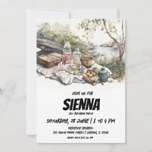 Eté Pique-nique vue du cours d'eau Invitation