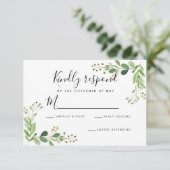 Eté prairie feuille Aquarelle Mariage RSVP (Debout devant)