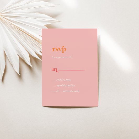Été rétro | Carte RSVP simple rose et orange
