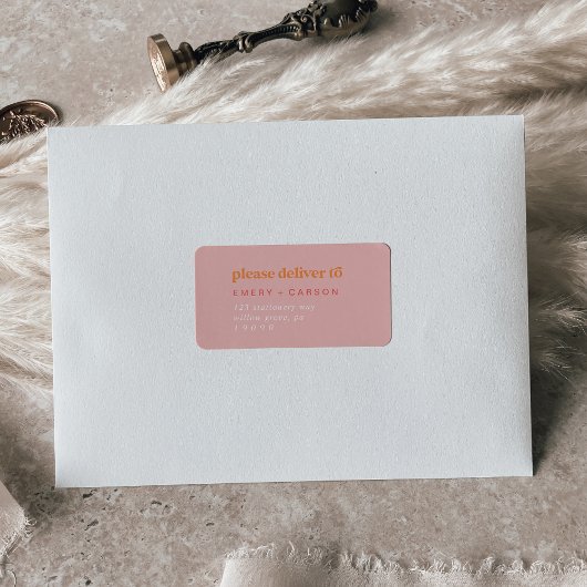 Été rétro | Étiquettes de adresse RSVP rose et ora