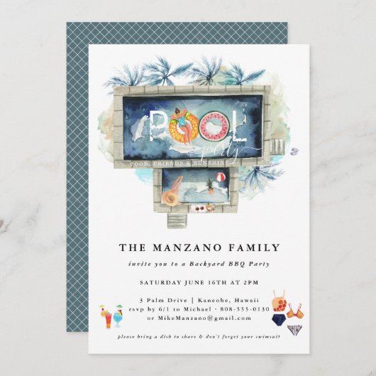 Été Rétro | Invitation à la Fête au Bord de la Pis (Devant / Derrière)