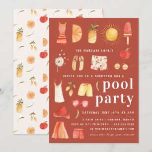 Été Rétro Invitation à une Fête au Bord de la Pi