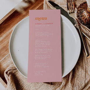 Été rétro Menu du dîner Mariage rose et orange