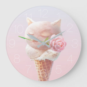 Été Rose Crème glacée Cône Grande horloge