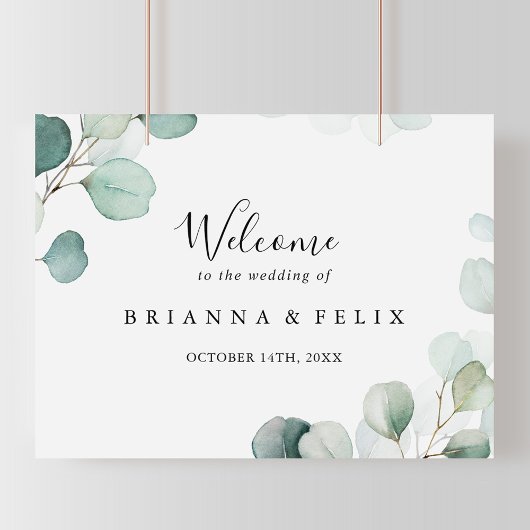 Été Vert Eucalyptus Mariage Affiche de bienvenue