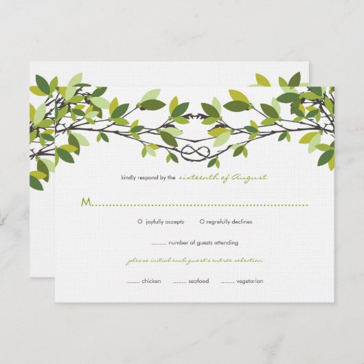 Été Vert noué Aimer Arbres Mariage Carte RSVP (Devant / Derrière)
