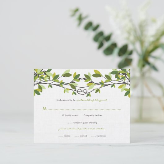 Été Vert noué Aimer Arbres Mariage Carte RSVP (Debout devant)