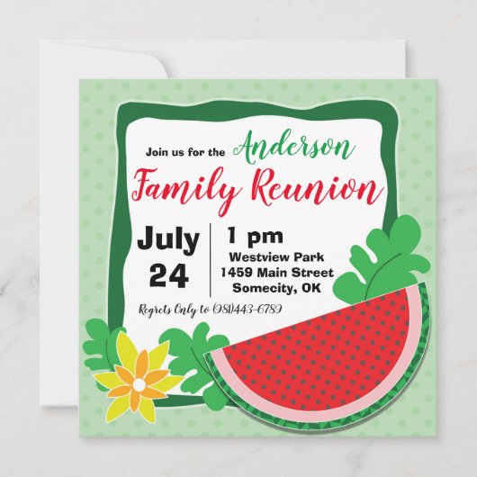 Été Watermelon Famille Réunion Invitations (Devant)