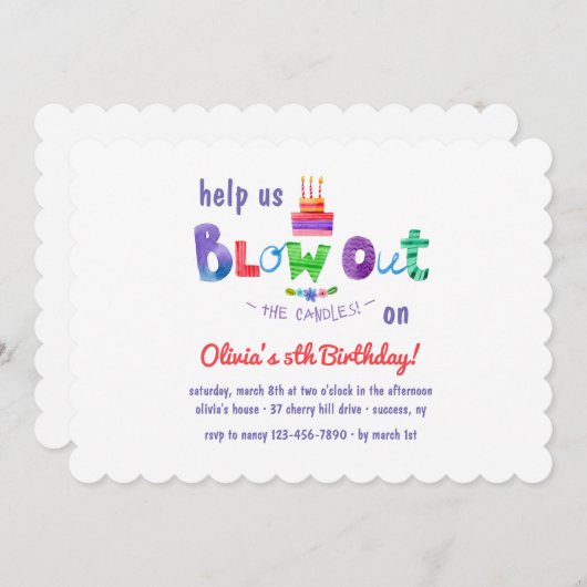 Éteins Les Bougies Invitation (Devant / Derrière)