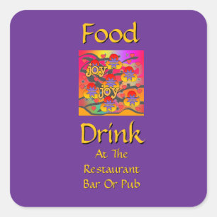 Eten Drinken Bij Restaurant Bar Of Café Paars Vierkante Sticker