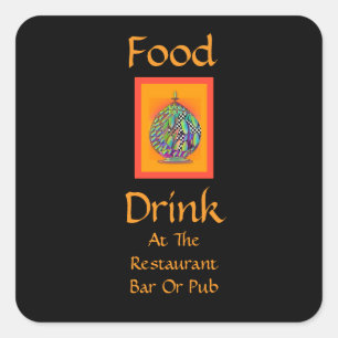 Eten Drinken Bij Restaurant Bar Of Café Schip Vierkante Sticker