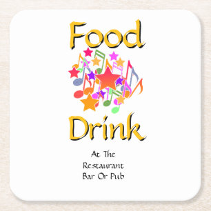 Eten Drinken Bij Restaurant Bar Of Café Wit Vierkante Kartonnen Onderzetter
