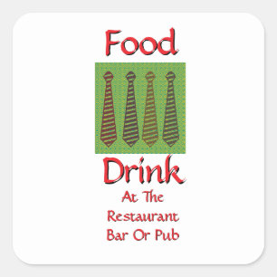 Eten Drinken Bij Restaurant Bar Of Café Wit Vierkante Sticker