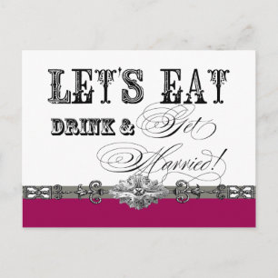 Eten, Drinken en trouwen Save the Date Briefkaarte Aankondigingskaart
