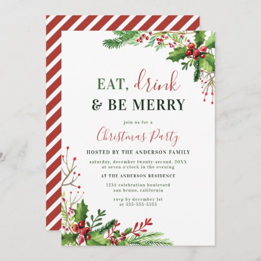 Eten, Drinken en vrolijk zijn | Uitnodiging voor k (Voorkant / Achterkant)