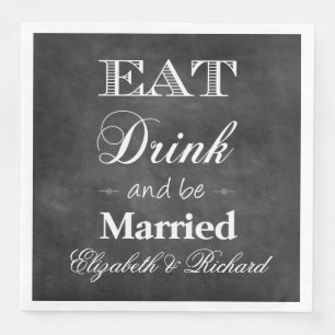 Eten, Drinken & Trouwen Chalkboard bruiloft Servetten
