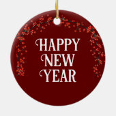 Eten eerste kerstnaam Datum Holly Dark Red Keramisch Ornament (Achterkant)