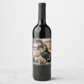 Eten en drinken Label Set met Moose Wala Foto. Wijn Etiket