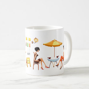 Eten en genieten van goede tijden in een restauran koffiemok