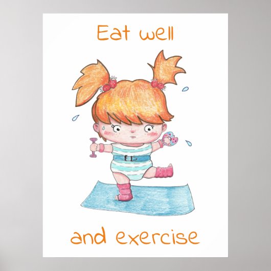 ETEN en oefeningen / grappig Motivatie Poster (Voorkant)