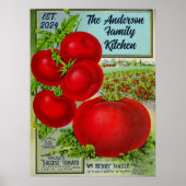 eten en tomaat aangepaste familienaam keuken poster (Voorkant)