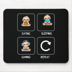 Eten Gamen Slapen Spelen Videospel Gamer Luiaard Muismat