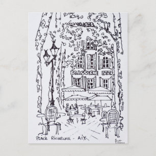 Eten in een plein Aix en Provence, Frankrijk Briefkaart