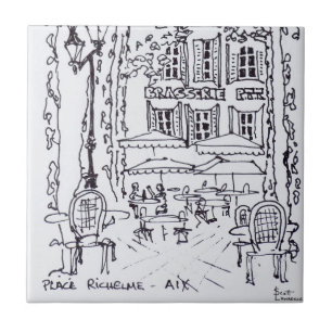 Eten in een plein Aix en Provence, Frankrijk Tegeltje