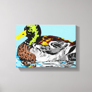 Eten in een Pond/Klein (24,00 x 16,00 inch), 1,5 i Canvas Afdruk