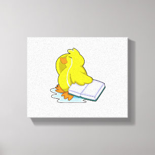 Eten met boek canvas afdruk