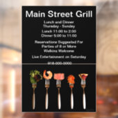 Eten op moderne restaurantvorken zakelijk raamsticker (Vel 2)