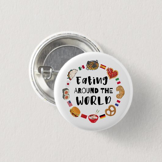Eten over de hele wereld ronde button 3,2 cm (Voorkant /achterkant)