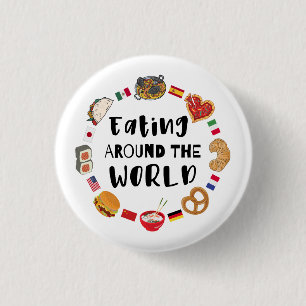 Eten over de hele wereld ronde button 3,2 cm