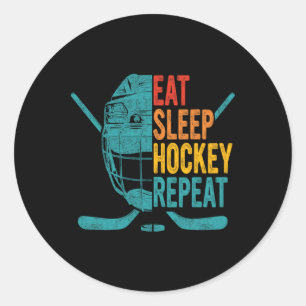 Eten Slaap Hockey Herhaal Hockey Plezier IJshockey Ronde Sticker