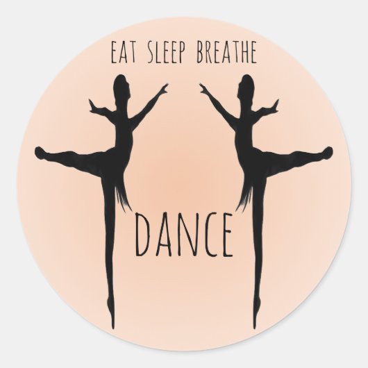 Eten, slapen, ademen, dansen ronde sticker (Voorkant)