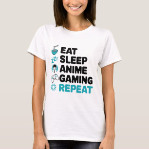 Eten Slapen Anime Gamen Herhaal Video Gamer Anime  T-shirt