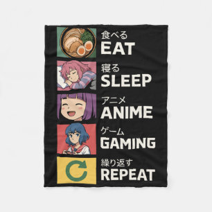 Eten Slapen Anime Gamen Herhalen  Fleece Deken