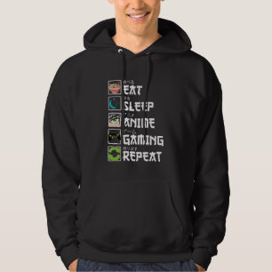 Eten Slapen Anime Gamen Herhalen Gamer Mannen Tien Hoodie