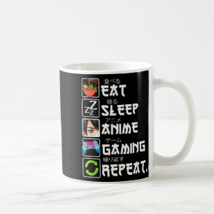 Eten Slapen Anime Gamen Herhalen Gamer Mannen Tien Koffiemok