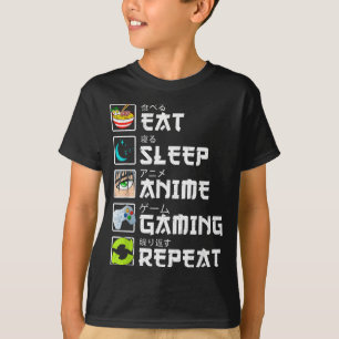 Eten Slapen Anime Gamen Herhalen Kawaii Otaku Anim T-shirt