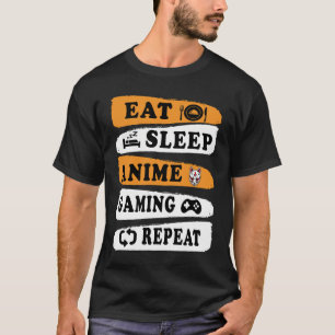 Eten Slapen Anime Gamen Herhalen Kawaii Otaku Anim T-shirt