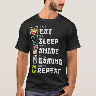 Eten Slapen Anime Gamen Herhalen Kawaii Otaku Anim T-shirt