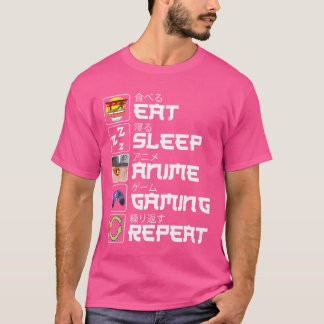 Eten Slapen Anime Gamen Herhalen Otaku Anime Manga T-shirt