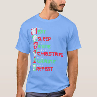 Eten Slapen Anime Gamen Kerst meisje T-shirt