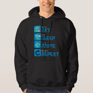 Eten Slapen Anime Herhalen Axolotl Kawaii Anime Ma Hoodie
